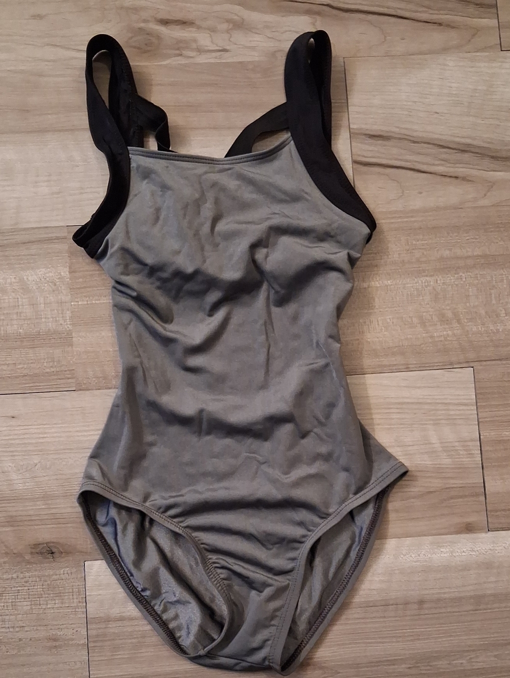 Natalie Dancewear Sleek Gray Dance Leotardwith Black Trim Petite Child